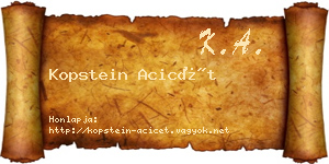 Kopstein Acicét névjegykártya